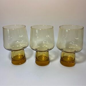 Vintage Set of Three Amber Glasses